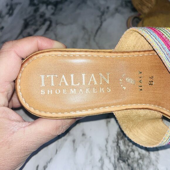 Italian Shoemakers Colorful Wedge Cork Sandals Women 8 1/2 Beach Summer Pool - Picture 7 of 8